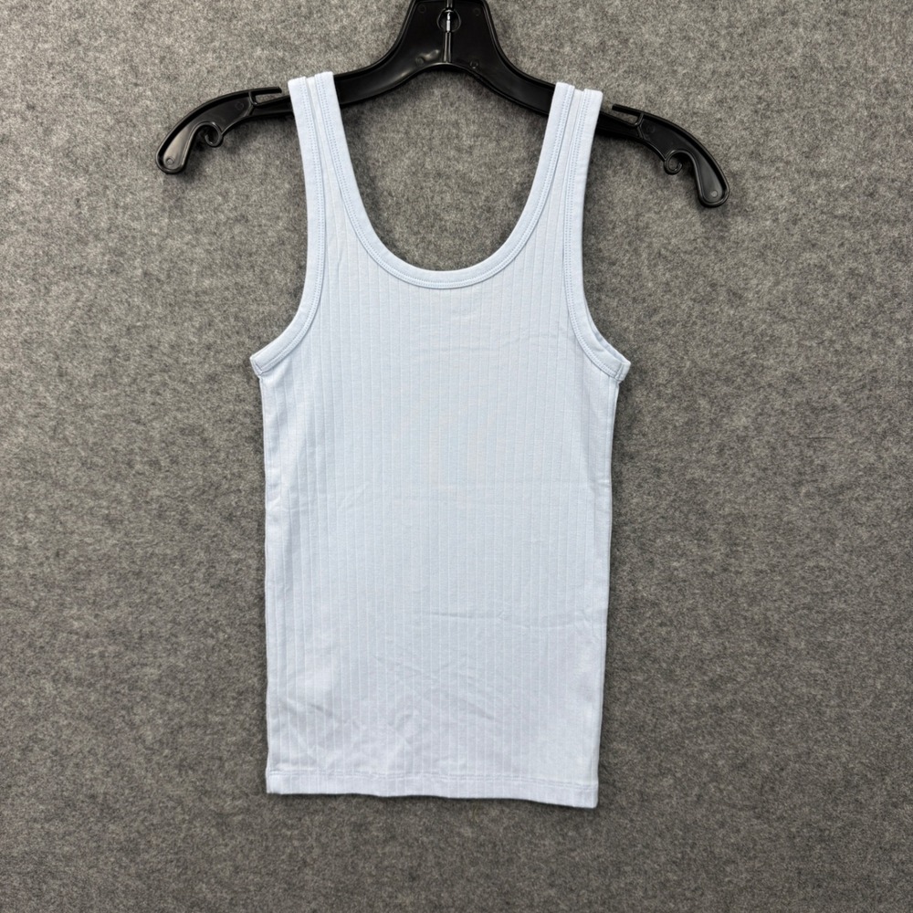 Aerie Womens Ribbed‎ Scoop Neck Tank Top Light Blue XS NWT 2614-461
